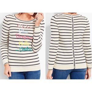 Talbots Woman Getaway Button Back Crew Sweater Aloha Sequin Ivory Sz 1X NWT $99